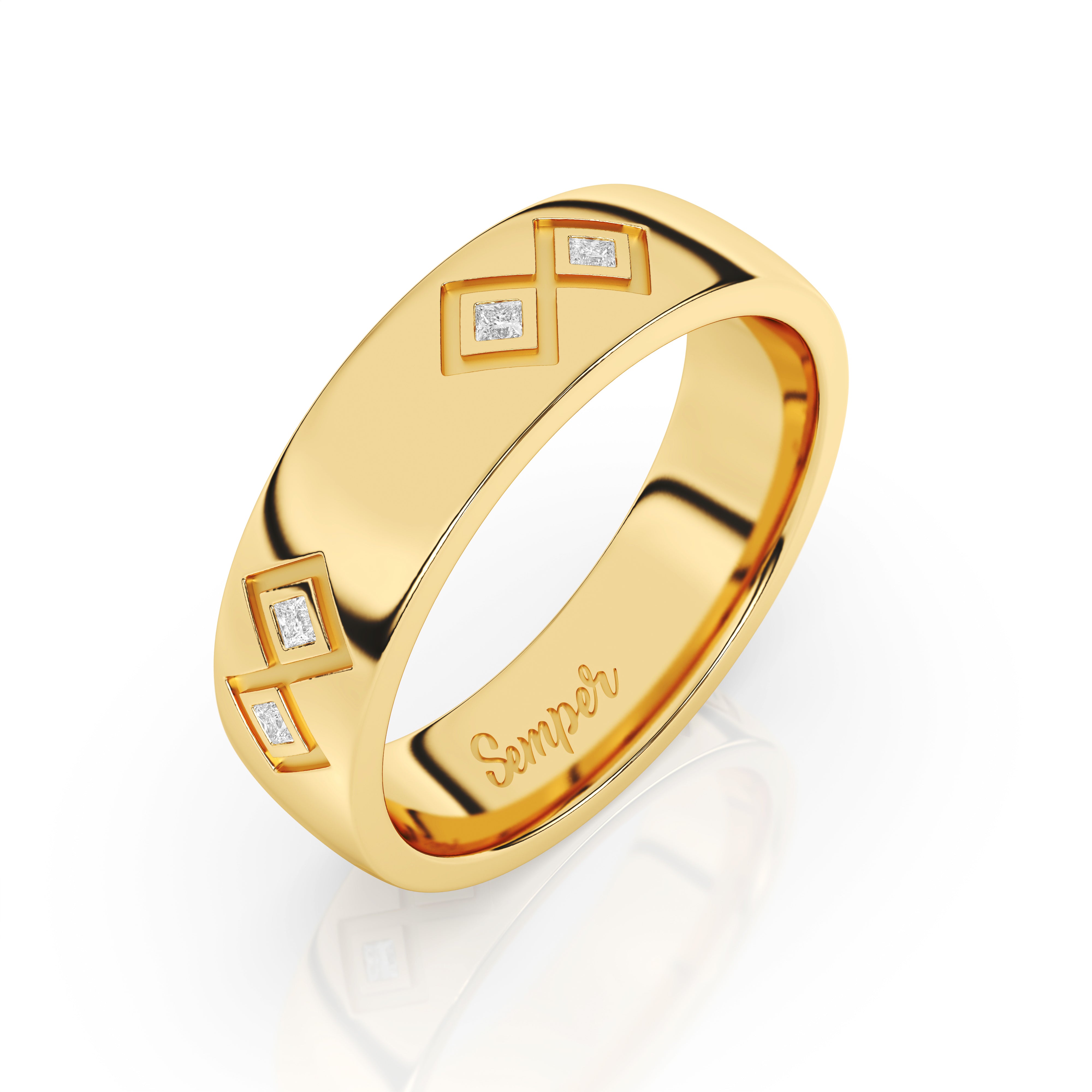 Semper Fidelis Diamond Ring Yellow Gold