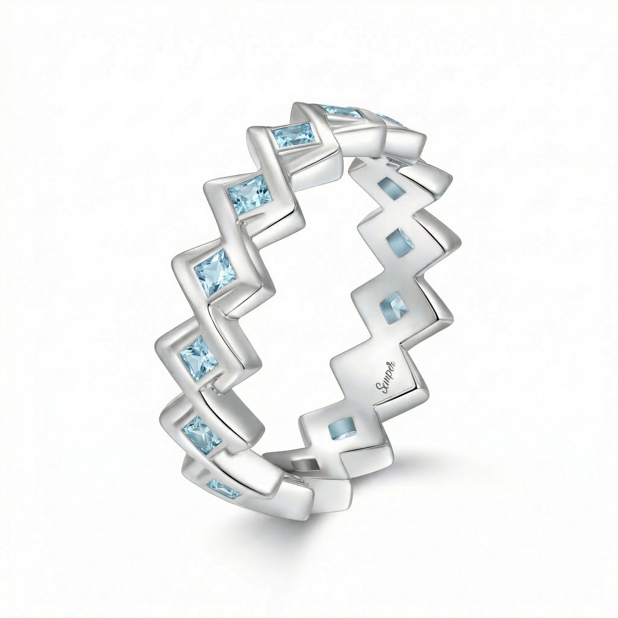 Semper Invicta Aquamarine Ring White Gold
